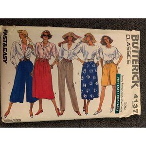 Butterick 4137 Sewing Pattern Skirt Shorts Culottes Pant Size Large XLarge (1989